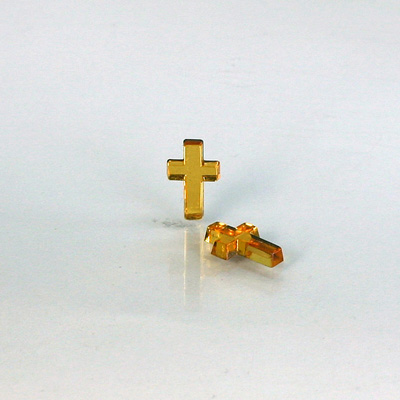 German Glass Flat Back Foiled Mirror - Cross 10x6MM TOPAZ