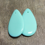 Czech Pressed Glass Pendant - Smooth Pear 30x18MM TURQUOISE