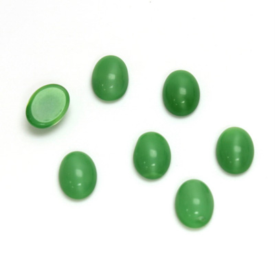 Glass Medium Dome Cabochon - Oval 08x6MM MOONSTONE GREEN