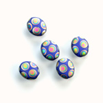 Pressed Glass Peacock Bead - Oval 10x8MM MATTE BLUE