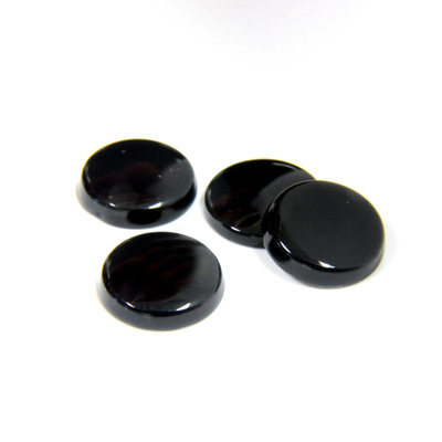 Gemstone Flat Back Single Bevel Buff Top Stone - Round 11MM BLACK ONYX