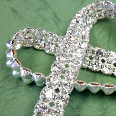Preciosa Rhinestone Banding - 2-Row 19SS CRYSTAL/WHITE BRAID/SILVER