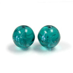 Czech Glass Lampwork Bead - Round 14MM FLAWED EMERALD