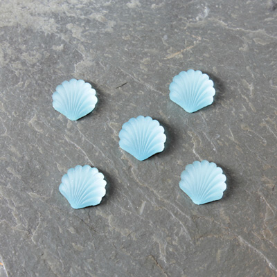 Glass Cabochon - Shell 08x7MM MATTE AQUA Foiled