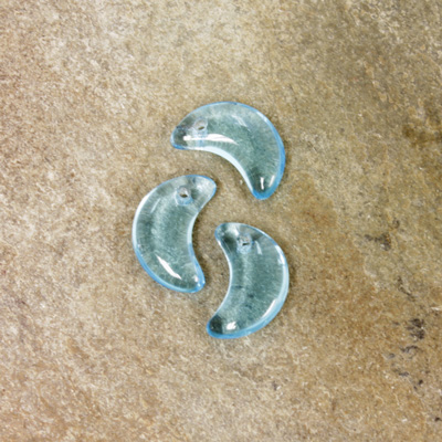 German Pressed Glass Pendant - Smooth Moon 11MM AQUA