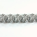 Czech Pressed Glass Engraved Bead - Leaf 11x13MM SILVER ON CRYSTAL