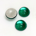 Plastic Flat Back Foiled Cabochon - Round 14MM EMERALD
