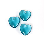 German Pressed Glass Pendant - Smooth Heart 10MM BLUE ZIRCON
