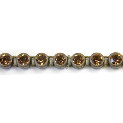 Plastic Rhinestone Banding 1 Row PP26 (SS13) SMOKE TOPAZ-ANT GOLD