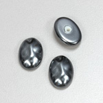 Glass Cabochon Baroque Top Pearl Dipped - Oval 18x13MM DARK GREY