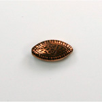 Metalized Plastic Engraved Bead - Fancy Oval 16x9.5MM ANT COPPER