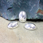 Plastic Flat Back Metalized Cabochon - Oval 14x10MM SILVER