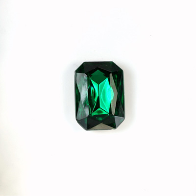 Glass Point Back Tin Table Cut (TTC) Stone - Cushioned Octagon 10x8MM EMERALD
