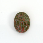 Gemstone Flat Back Carved Scarab 20x15MM EPIDOTE