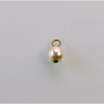 Czech Glass Pearl Bead with 1 Brass Loop - Round 06MM CREME