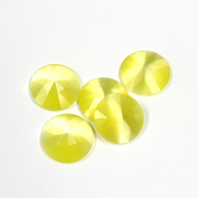 Fiber-Optic Flat Back Cabochon - Rauten Rose Round 11MM CAT'S EYE YELLOW