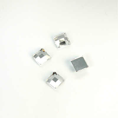 Plastic Flat Back Foiled Rose Cut Rhinestone - Square 06x6MM CRYSTAL