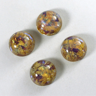 Glass Medium Dome Lampwork Cabochon - Round 13MM TOPAZ OPAL (0615)