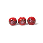 Czech Glass Lampwork Bead - Smooth Round 10MM Flower ON RED (9320)