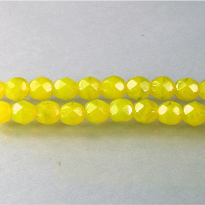 Czech Glass Fire Polish Bead - Round 06MM OPAL YELLOW