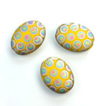 Pressed Glass Peacock Bead - Oval 18x13MM MATTE YELLOW