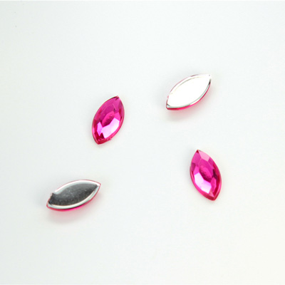 Plastic Flat Back Foiled Rose Cut Rhinestone - Navette 10x5MM DARK ROSE