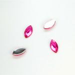 Plastic Flat Back Foiled Rose Cut Rhinestone - Navette 10x5MM DARK ROSE