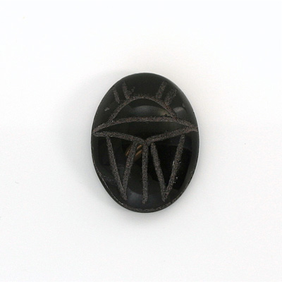 Gemstone Flat Back Carved Scarab 20x15MM BLACK OBSIDIAN