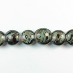 Glass Lampwork Bead - Round Lentil 13MM QUARTZ AGATE GREY