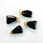 Gemstone Tumble Polished Pendant with Brass Ring - Small BLACK ONYX