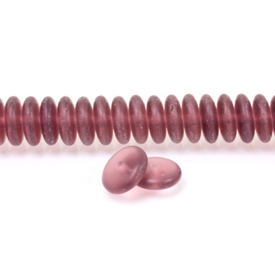 Czech Pressed Glass Bead - Smooth Rondelle 8MM MATTE AMETHYST