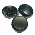 Glass Button - Cut & Polished Top Round 25MM JET