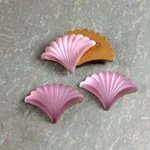 Glass Cabochon - Fan/Shell Shape 19x14MM MATTE LT AMETHYST Foiled