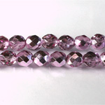 Czech Glass Fire Polish Bead - Round 08MM 1/2 Coated CRYSTAL/LILAC