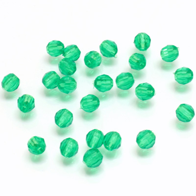 Plastic Bead - Transparent Faceted Round 04MM EMERALD