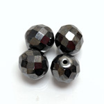 Czech Glass Fire Polish 1-Hole Ball - 12MM GUNMETAL