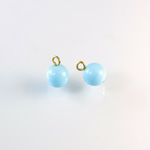 Pressed Glass Bead with 1 Brass Loop - Round 08MM LT BLUE TURQ/Brass