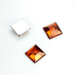 Plastic Flat Back Foiled Rose Cut Rhinestone - Square 10x10MM SMOKE TOPAZ