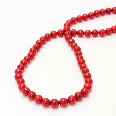 Gemstone Bead - Smooth Round 06MM DOLOMITE DYED RED