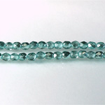 Czech Glass Fire Polish Bead - Round 04MM 1/2 Coated CRYSTAL/AQUA