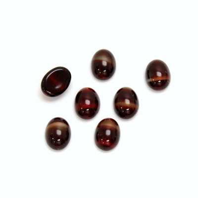 Glass Medium Dome Cabochon - Oval 08x6MM TIGEREYE RED