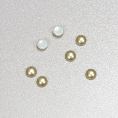 Glass Medium Dome Cabochon Pearl Spray Finish - Round 05MM LT OLIVE