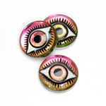 Preciosa Glass Crystal Painting with Carved Intaglio Eye - Round 18MM  WHITE on VITRAIL MEDIUM