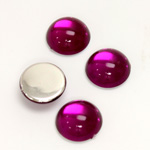 Plastic Flat Back Foiled Cabochon - Round 13MM FUCHSIA