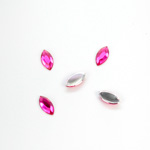 Plastic Flat Back Foiled Rose Cut Rhinestone - Navette 08x4MM DARK ROSE