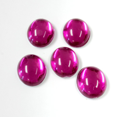 Plastic Flat Back Foiled Cabochon - Oval 12x10MM FUCHSIA