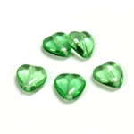 Czech Pressed Glass Bead - Smooth Heart 12x11MM PERIDOT