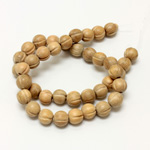 Wood Bead - Grooved Fancy Round 10MM TUGAS