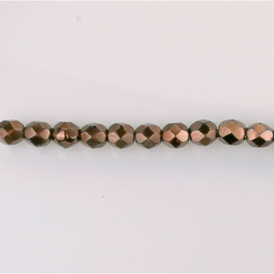 Czech Glass Pearl Faceted Fire Polish Bead - Round 03MM DARK BROWN 70419
