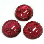 Glass Medium Dome Lampwork Cabochon - Round 18MM GOLD FLECK RUBY (05052)